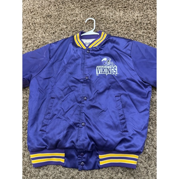Vintage NFL Chalk Line NFL Minnesota Vikings Satin Jacket 1990 Size Medium - Picture 2 of 8